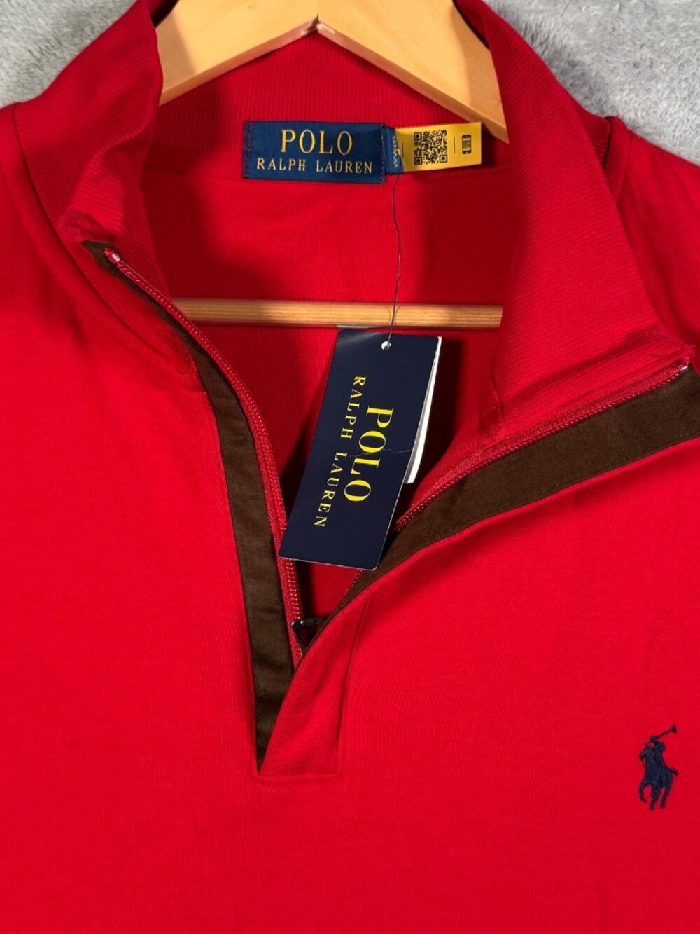 Polo Ralph Lauren Sweater Mens XXL Red Quarter Zip 1/4 Luxury Jersey